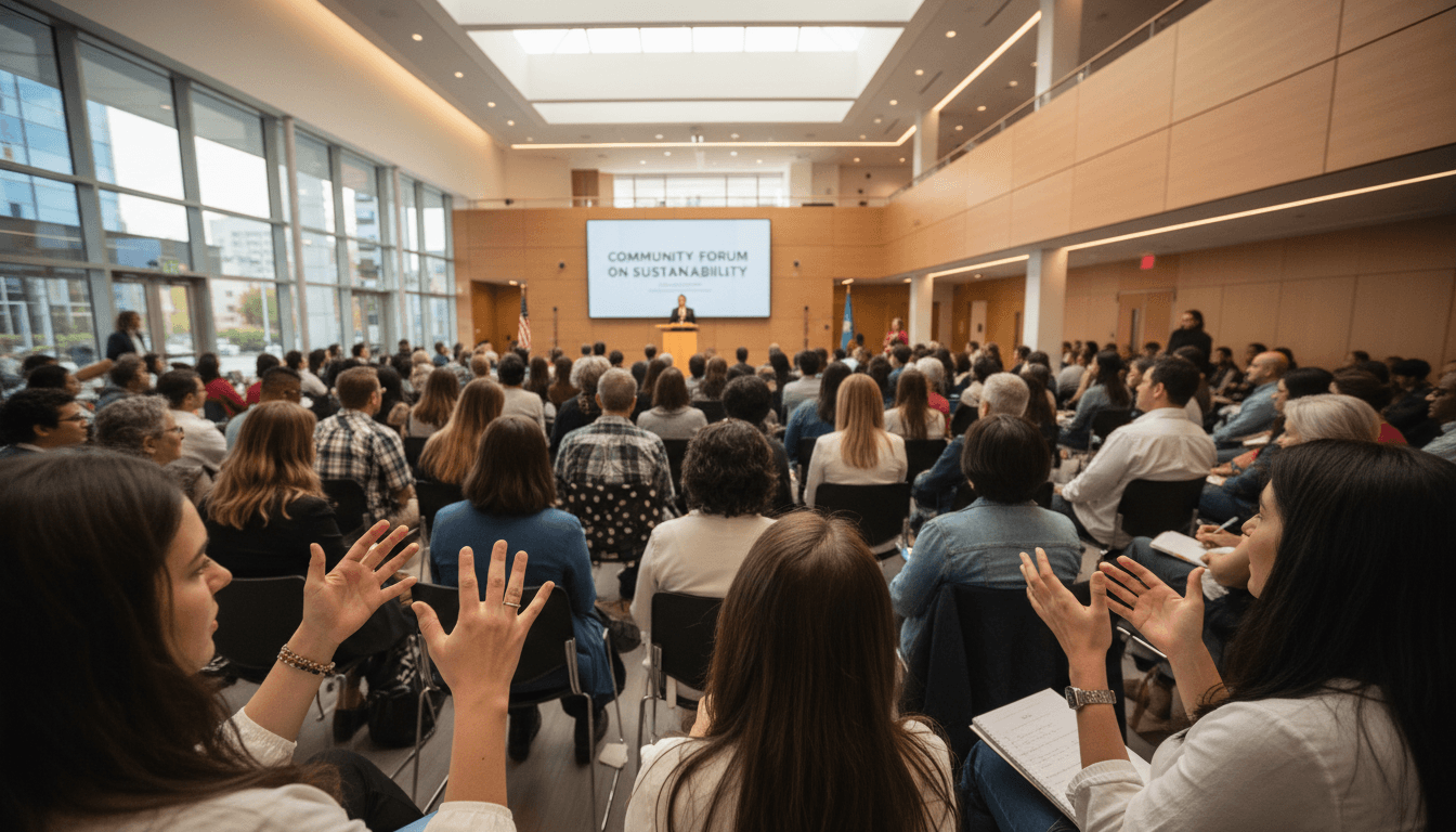 Jordan Avery discussing issues with voters
