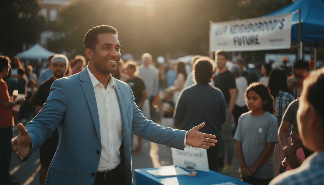 Jordan Avery greeting supporters at campaign event